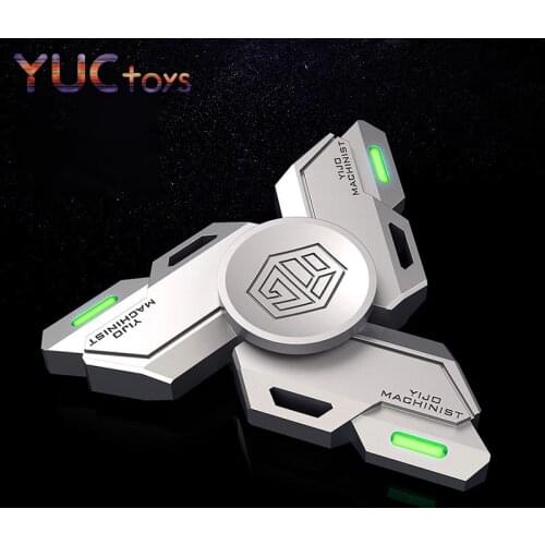 Mechanical Design Glow Fidget Hand Spinner Luminous Toy Alloy Metal Mute Hight Speed Bearing Relief Stress Gifts Box Package