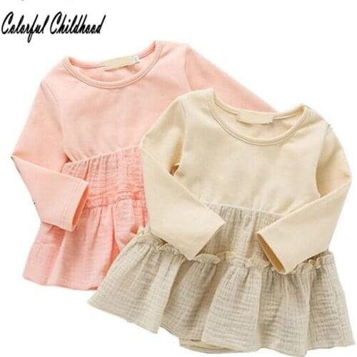 Sweet ruffles lace baby dress cotton long sleeve toddler girls romper Spring infant newborn baby onesies children pajamas
