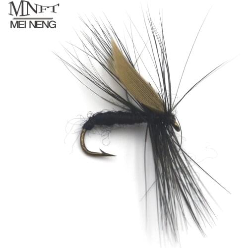 MNFT 10PCS 10# Black Nymph Winged May Fly Fishing BaitFlies Trout Lures Material on Line