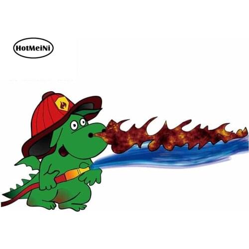 HotMeiNi 13cm x 6.5cm for Cartoon Dragon Fire Fighter Funny Car Stickers DIY Custom Printing Graffiti Sticker Motorcycle Decal