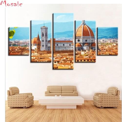 5pcs Diamond Painting Europe Building Landscape Full Square Drill square Rhinestones Cross Stitch Embroidery 5D DIY Mosaic decor