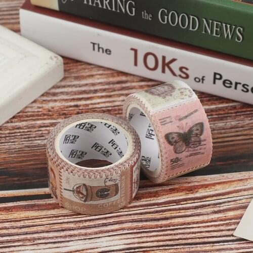 8 Designs Retro Post Office Plant Bullet Journaling Stamp Tapes Scrapbooking Deco Sticker Masking Tapes Easy To Tear