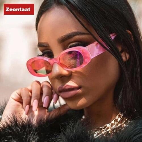 Small Frame Black Shades Sunglasses Women Oval Brand Designer Vintage Fashion Pink Sun Glasses Female Oculos De Sol