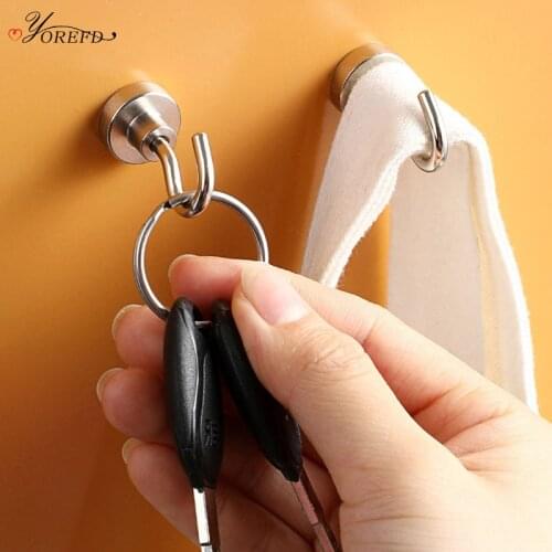 OYOREFD 2pcs Creative Multi-function Magnet Hook Key Hanger Home Magnet Metal Wall Hook Kitchen Bathroom Organizers Hooks