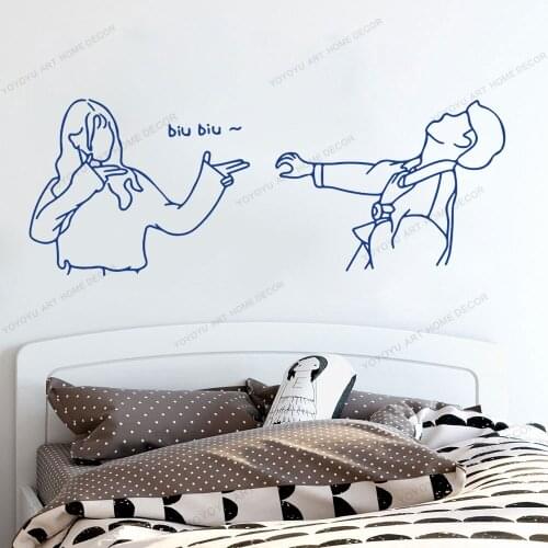 Couple Quarrel And Fight Noisily Line Draw Art Wall Sticker Home Decor Living Room Valentines Removable Murals Wallpoof CX1423