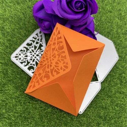 Hollow lace flower folding envelope handmade card embossing DIY album scrapbook greeting card decoration metal cutting mold