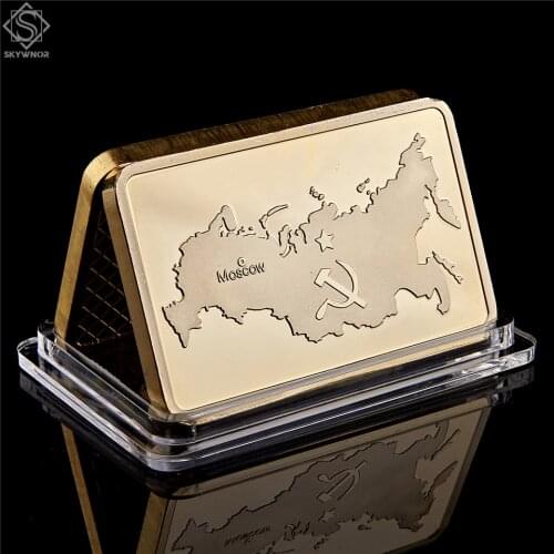 Russia USSR National Emblem Gold Bullion Bar Soviet Commemorative Souvenir Medallion Coin Collection