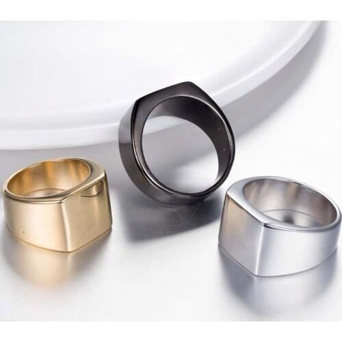Steel Punk Men Ring Square 316L Titanium Steel Jewelry Rings Black Gold Silver Color Waterproof Rings Jewelry Party
