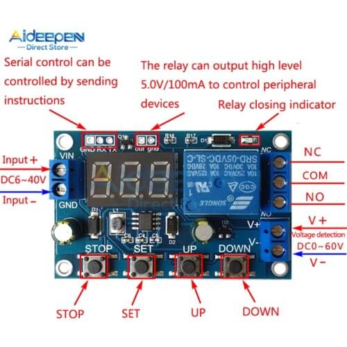 LED Voltage Voltmeter Battery Charge/Discharge Module Undervoltage/Overvoltage Protection Timing Charge/Discharge Communication