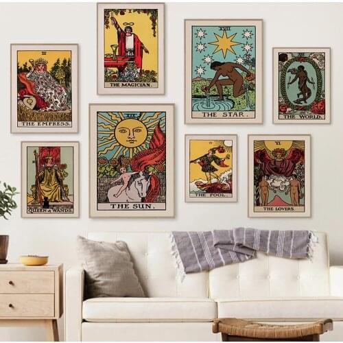 Tarot Sun Empress Priestess Canvas Painting Art Nordic Posters and Prints Wall Pictures for Living Room Decoration Frameless