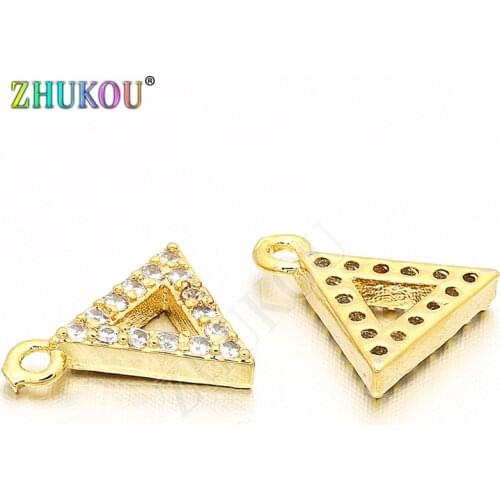 8*9mm Brass Cubic Zirconia Triangle Charms Pendants Diy Jewelry Findings, Mixed Color, Hole: 0.5mm, Model: VD19