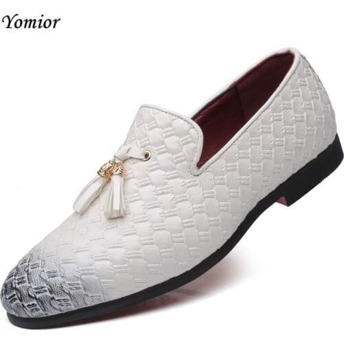 2019 Pointed Toe Slip-On Spring/Autumn Men Casual Shoes Formal Dress Flats Weaving Tassel Loafers Office Wedding Driving Shoes