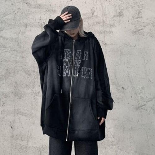 Japanese Women Harajuku Cartoon Hoodie Loose Top Anime Jacket Streetwear Autumn Loose Zipper Hip Hop Punk Cardigan Sweatshirt