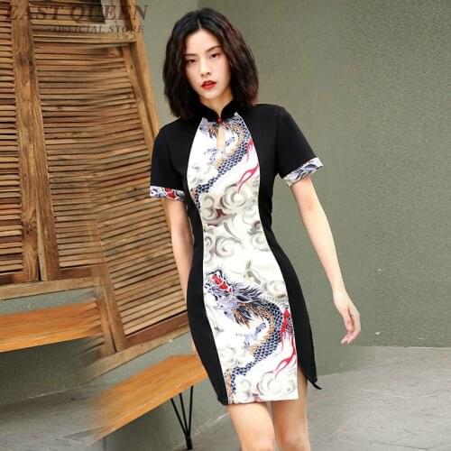 Cheongsam Sexy Oriental Dress Midi Elegant Chinese Dresses Summer 2019 Japanese Style Aodai Vietnam Clothing Qipao Dress TA1744