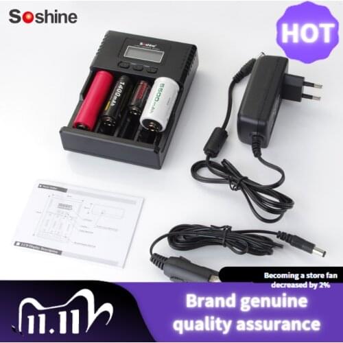 Soshine H4 LCD Digial DisplaUniversal Battery Charger 4 Hannel Rapid Individual For Rechargeable Li-lon、LiFePO4,Ni-MH、Ni-Cd