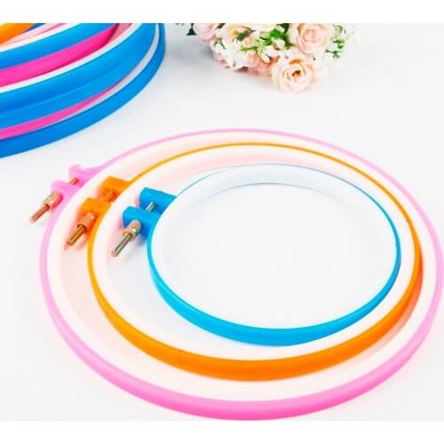 1pc Random Colors Cross-Stitch Tool Plastics Round Embroidered Frame Sewing Hoop Ring Home Decoration Accessories