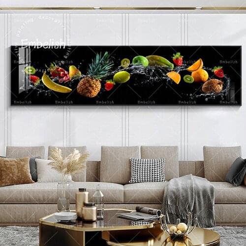 1 Pieces Fresh Splashing Fruits Home Decor Food Wall Posters For Dinning Room Kitchen HD Canvas Paintings Restaurant Artworks