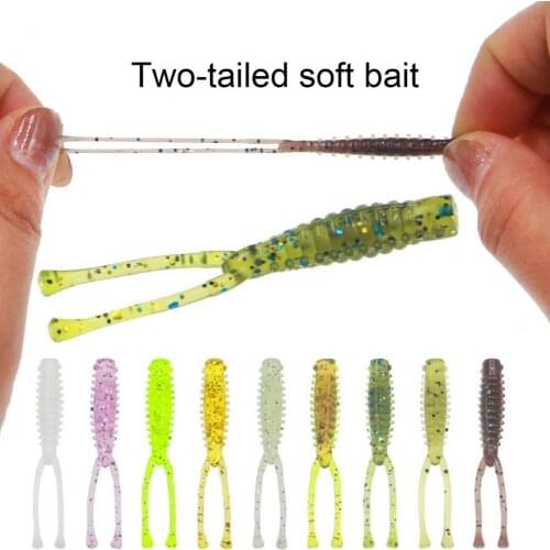 10Pcs/Set 4.2cm Double Tail Soft Lure Bionic Fake Fish Baits Fishing Accessories
