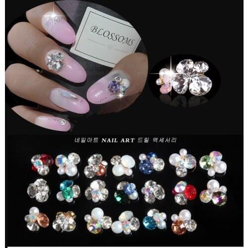 10 pcs/lot Mixed stlye 3D Nail Art Decorations Rhinestone Glitter Nails Jewelry Accessoires Gem 17 colors available MAFANAILS