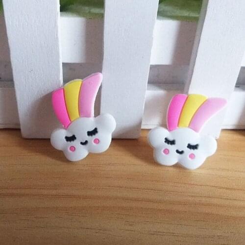 10Pcs Rainbow Cloud Kawaii PVC Patch Soft Rubber Flatback Cabochon Silicone Craft Fit Phone Decoration DIY Scrapbook Accessories