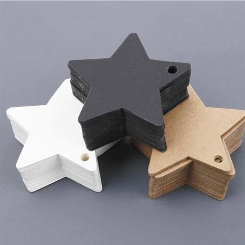 100Pcs Star Kraft Paper Label Wedding Christmas Halloween Party Favor Price Gift Card Luggage Tags White Black Brown