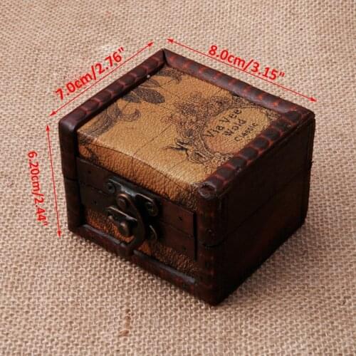 New Vintage Wooden Map Storage Box Case Jewellery Cufflinks Chest Small Gift New