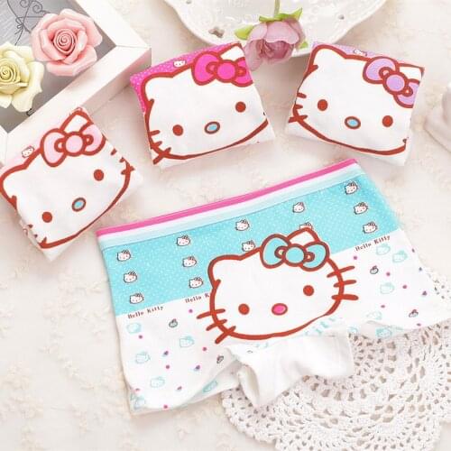 4 pcs/lot 2-9 Years Girls Underwears Children Baby Underwear Kids Cartoon cat Pants Briefs Cotton