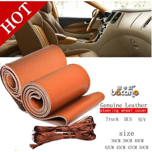 BACANO Car steering wheel cover Diameter 36cm 38cm 40cm /Wholesale Supply Do Not Fade handlebar braid Leather Steering-Wheel