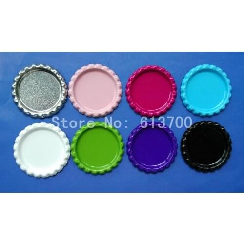 Free Shipping by DHL 1500 pcs/lot Two- Side Colored Flattened Bottle caps Metal Dome Cap Bottlecap For Crafts & Jewelry 8 Colors