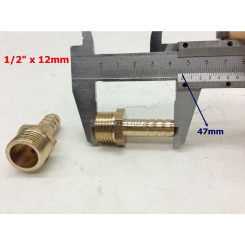Free shipping copper fitting 12mm Hose Barb x 1/2" inch male BSP Brass Barbed Fitting Coupler Connector Adapter