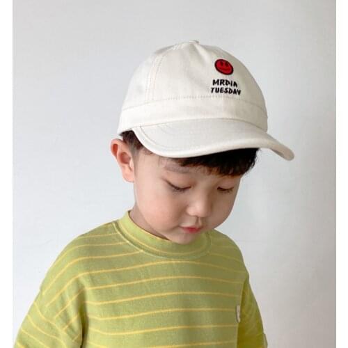 Toddler Baby Snapback Hats New Smiling Face Alphabet Embroidered Baseball Caps for Boys Girls Cartoon Casual Kids Visors