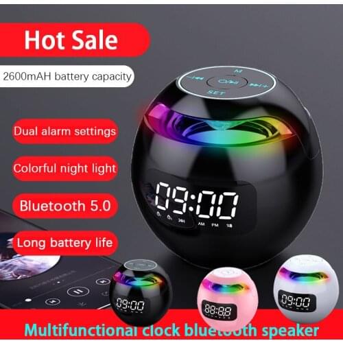 G90 Bluetooth-Compatible Speaker Portable Wireless Speaker LED Display Alarm Clock Mini Bass Sound Box HIFI TFCard Music Player