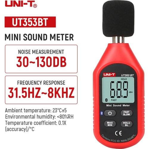 UNI-T UT353BT Sound Level Meterl 30-130dB Bluetooth Noise Measuring Instrument Mini Audio Decibel Meter Decibel Monitor