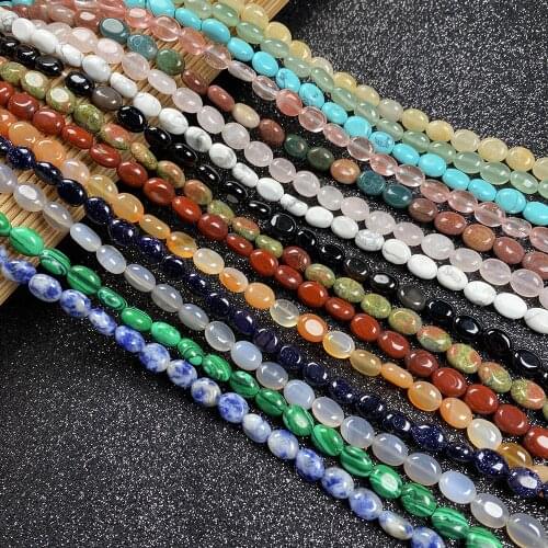 Natural Stone Beads Egg Shaped Various Color Charms Loose Beads For Women Jewelry Making Bracelet Necklace Size 6x8x4mm