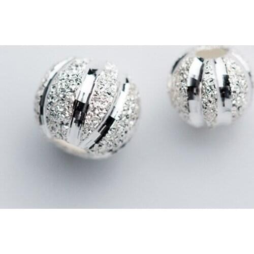 925 sterling silver watermelon Frosted carved loose Ball Spacer Beads for making jewelry accessories diy finding 5-6mm 5pcs