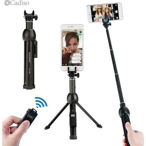Cadiso VCT-992 Aluminum 7-Section Travel Remote Selfie Stick Tabletop Tripod with Phone Remote Control for iPhone Samsung HUAWEI