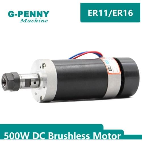 CNC DC motor 500w ER11 ER16 55mm Air Cooled Spindle motor brushless without Hall no brush for CNC Router Engraving drilling