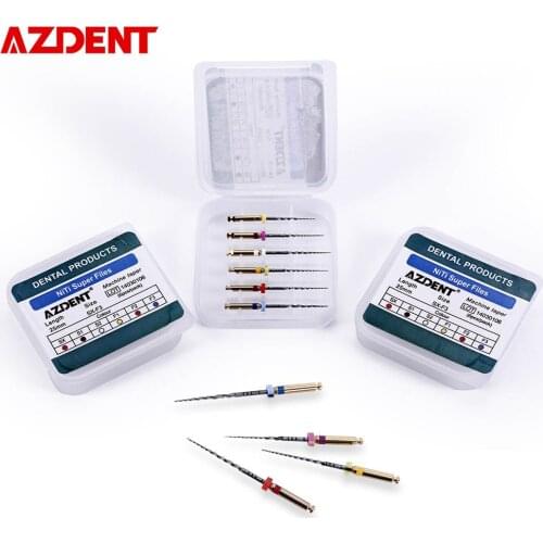 AZDENT 6Pcs/Box Endodontic Root Canal Files Rotary Dentist Pro Taper Needle Accessories Dental Lab Consumable Materials 21 25mm