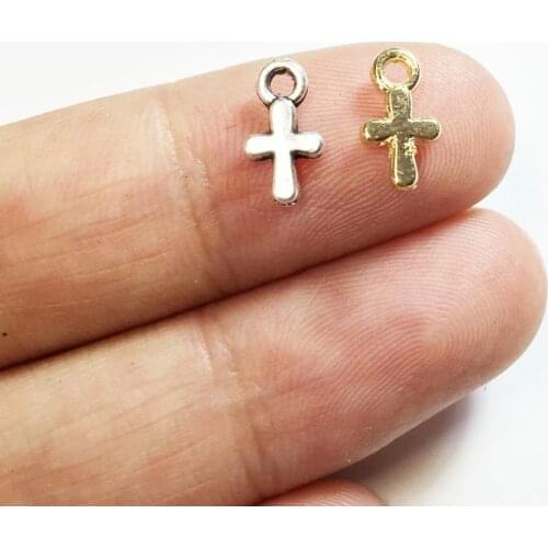 Eruifa 20pcs 8mm Mini Coin Cross Zinc alloy Beads Charms Pendant Jewelry DIY Handmade Necklace,Earrings