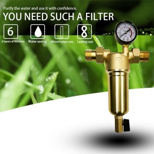 Pre-filter Water Filter Purifier System 0.5/0.75/1inch Pure Brass Body Stainless Steel Mesh Prefiltro with Gauge Free Shipping