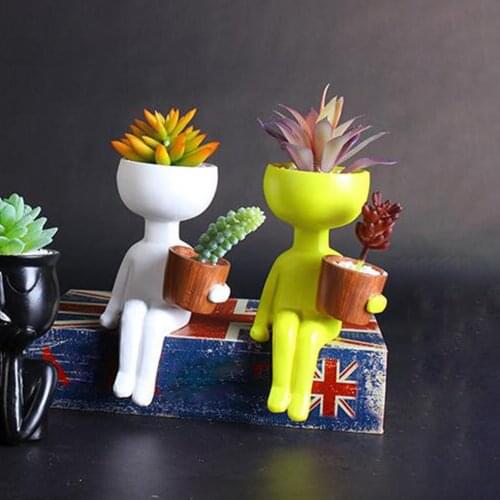 Humanoid Portrait Succulent Plant Flower Pot Vase Birthday Gift Home Decoration