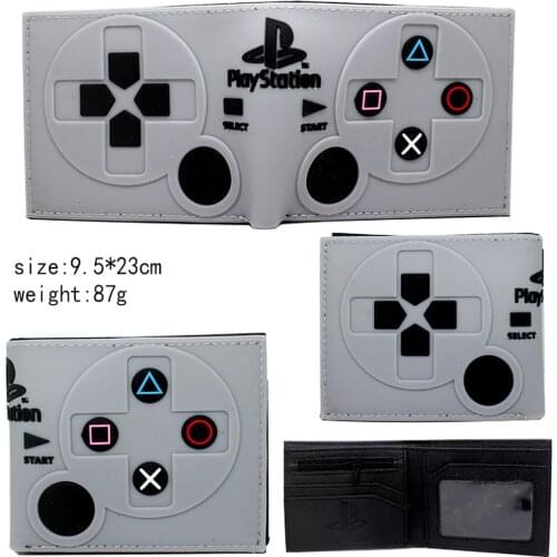 Game Play Station 4 Controller PVC Wallet Handle Boys Girls Zip Coin Pocket Bifold Short Photo Card Holder Layers Cartoon Purses