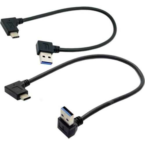 90 Degree USB C Cable USB 3.0 A to USB Type C Left / Right Angle Data Sync & Charge Cord USB-C Converter Adapter double angled
