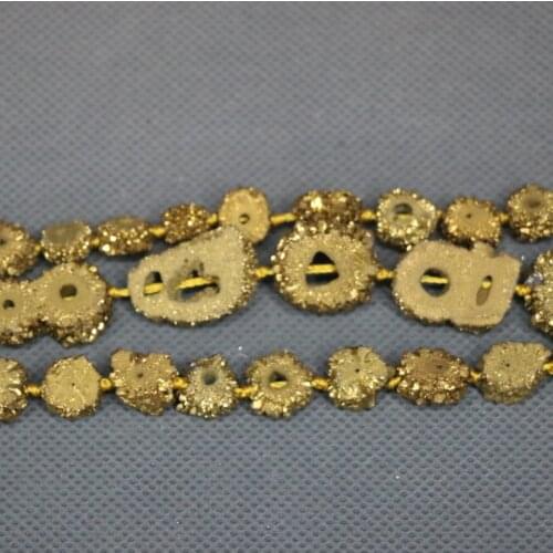 KINDGEMS) Electroplating Druzy Crystal Quartz Beads Pendant Necklace, Connector Accessories Popularity European Jewelry