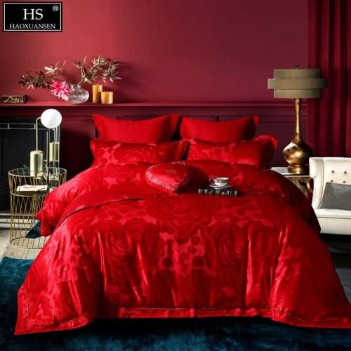 4/6/7Pcs Bedding Set Jacquard Happy Rose Flowers Design Quilt Cover Bed Sheet Pillowcase Cushion Cover Bedspread Cotton Polyeste