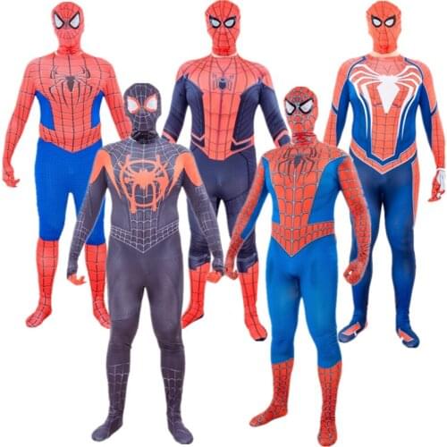 Adult Spiderman Cosplay Costume Super Hero Zentai Set Halloween Avengers Hero Full Body Jumpsuit
