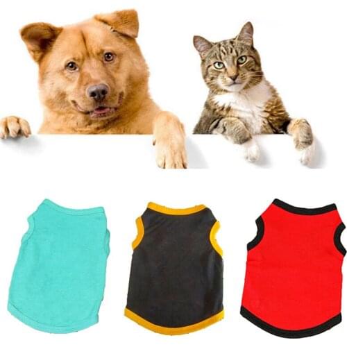 Summer Solid Pets tshirt Puppy Dog Clothes Pet Cat Vest Cotton T Shirt Pug Apparel Costumes Dog Clothes for Small Dogs