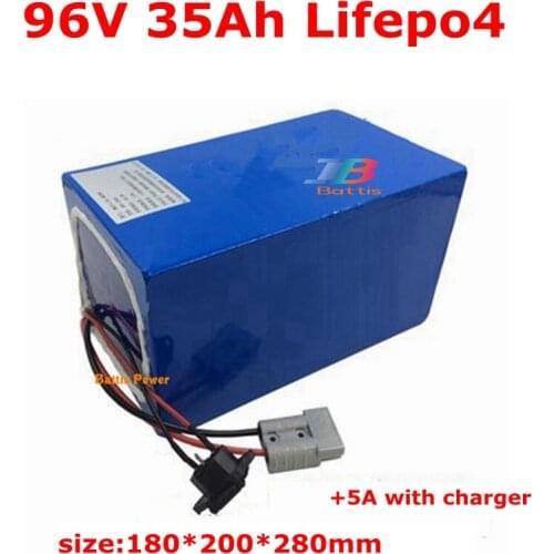Lithium batetry 96v 35Ah Lifepo4 battery pack BMS 32S 102V for inverter vehicle ebike scooter Motorcycle 3000W + 5A charger