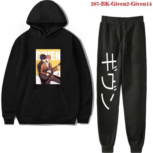 Men Hoodies Sets Given Anime Winter Casual 2 Piece Set Long Sleeve and Jogger Pants Oversized Sweatshirt Pants Given Anime Women