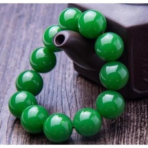 Free Shipping Hetian Jade Bracelet Mens spinach green bead 16mm domineering Hetian jade bracelet hand on special offer